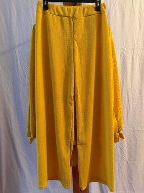 Bright Yellow Textured Long Skirt/Overlay